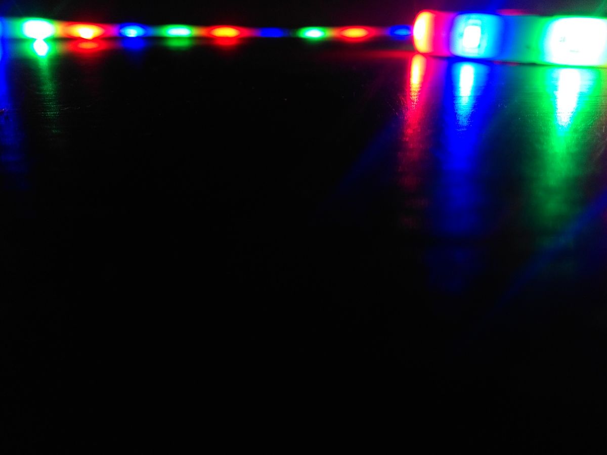 RGB LED strip lights glowing in rainbow colors