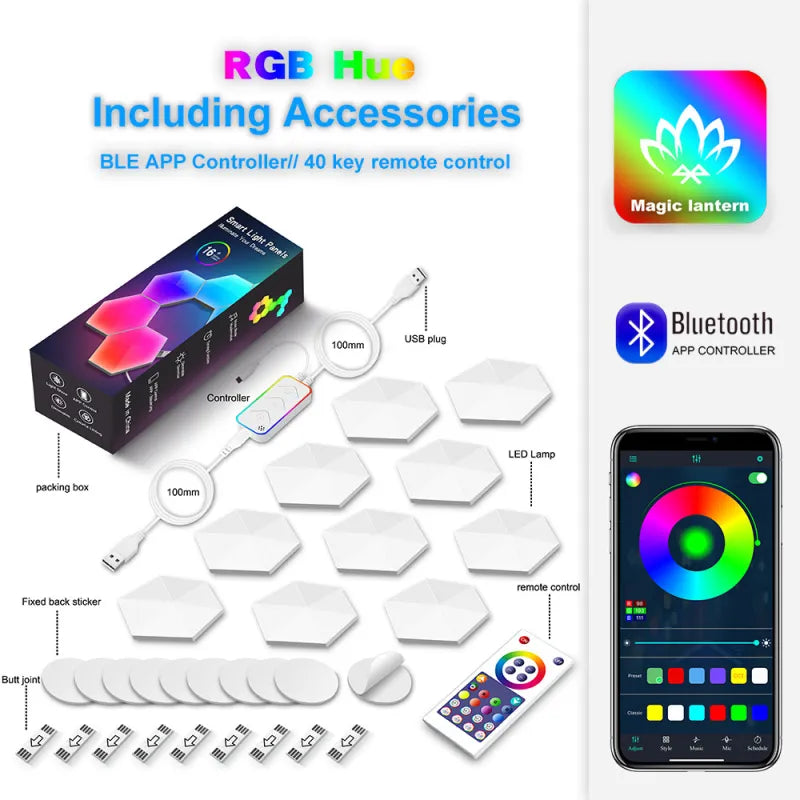 LumenRig RGB Hexagon Wall Panels — Touch & Music Sync
