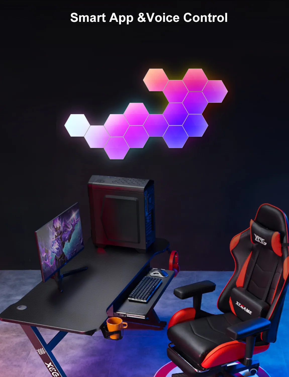 LumenRig RGB Hexagon Wall Panels — Touch & Music Sync