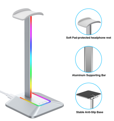 LumenRig RGB Headset Stand — Dual USB Hub