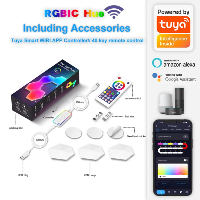 LumenRig RGB Hexagon Wall Panels — Touch & Music Sync