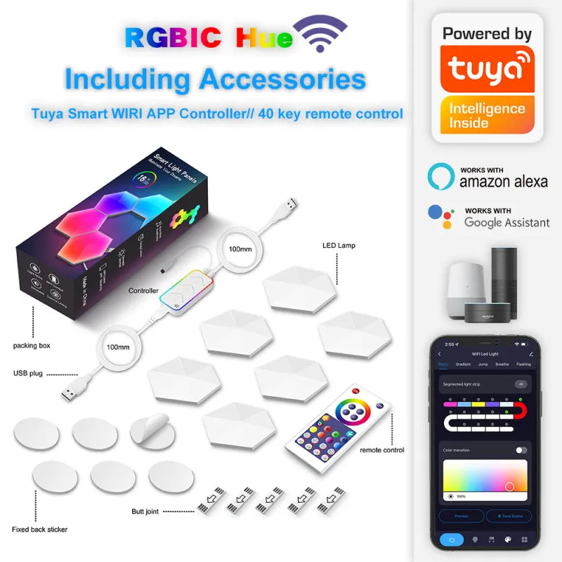 LumenRig RGB Hexagon Wall Panels — Touch & Music Sync