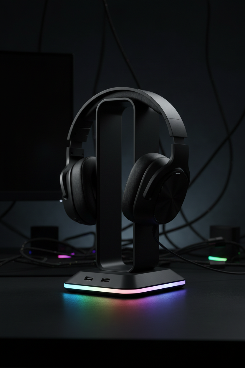 LumenRig RGB Headset Stand — Dual USB Hub