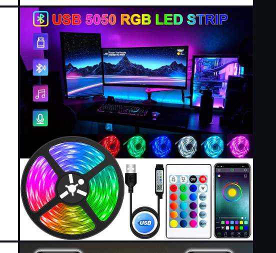 LumenRig RGB LED Strip Lights — Music Sync, 16M Colors
